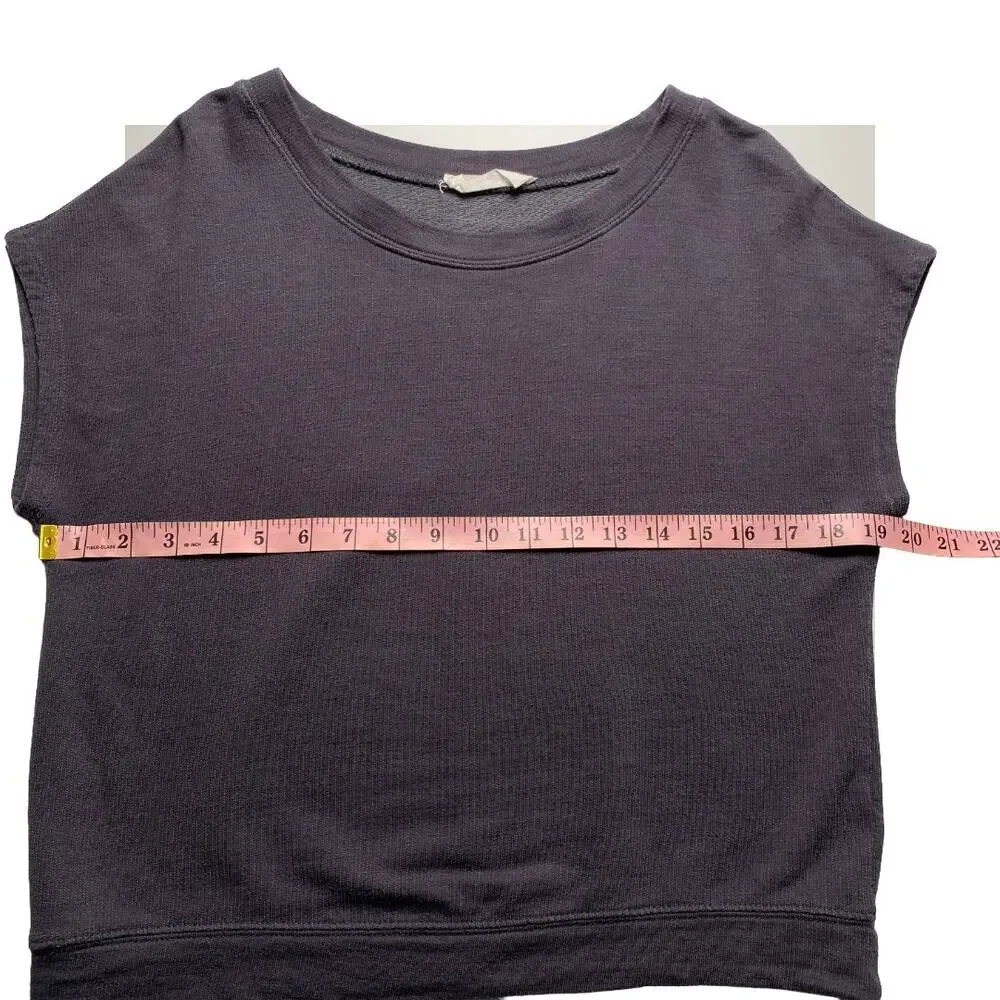 Double Zero Charcoal Cap Sleeve Knit Top Small Stretch Banded Hem - Picture 8 of 8